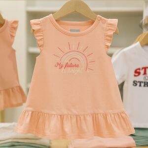 Garanimals Peach Rainbow Sun Ruffle Hem Dress